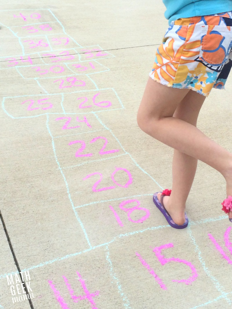 This is such a fun and SIMPLE way for kids to get moving and practice skip counting! Skip counting hopscotch is a fun twist on the traditional game that kids love!