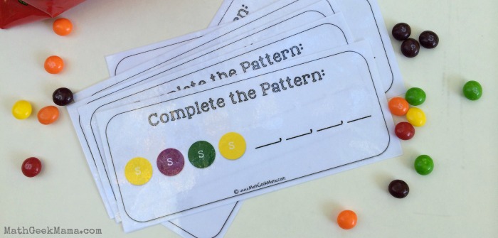 I love these simple and free Skittles Pattern Cards! This is a great way for kids to work on recognizing patterns!
