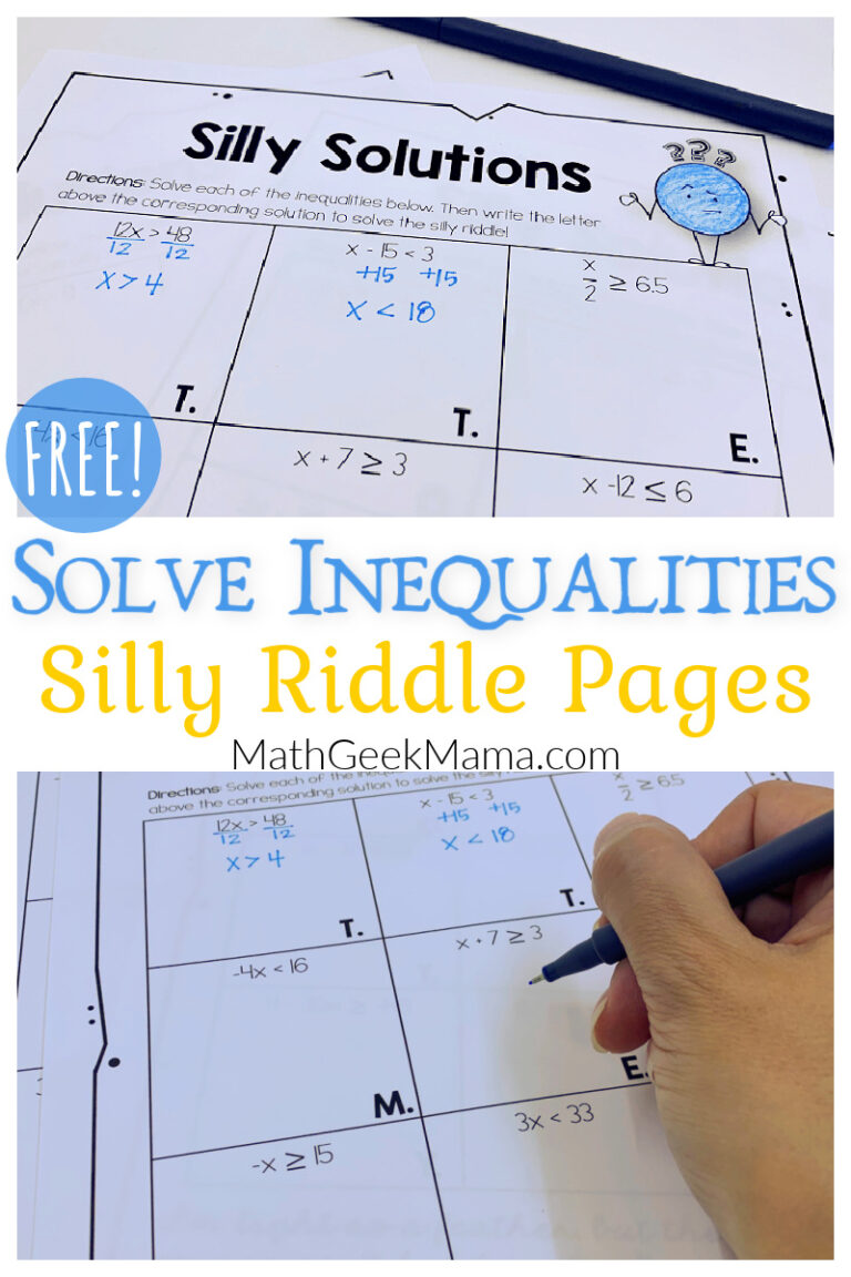 Solve Inequalities Practice – Silly Riddles for 7th-8th Grade