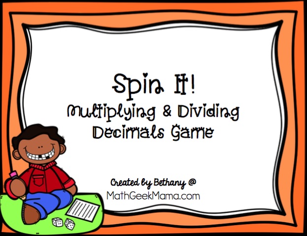This game provides fun practice with decimals and is great for kids who love to use their fidget spinner! With this easy print and play game, kids will work on multiplying and dividing whole numbers with decimals. Plus, with blank game boards you can create even more variations!