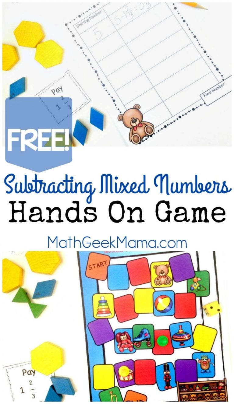 Subtracting Mixed Numbers Printable Board Game {FREE}