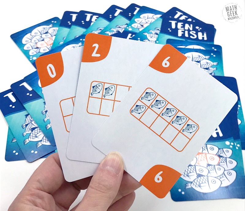Looking for a fun and easy to learn math card game? The game 'Ten Fish,' a fun ten frames game, is easy to learn and suitable for your youngest learners, but can also challenge and engage older kids. Learn the benefits of playing with ten frames and how to play this fun game!