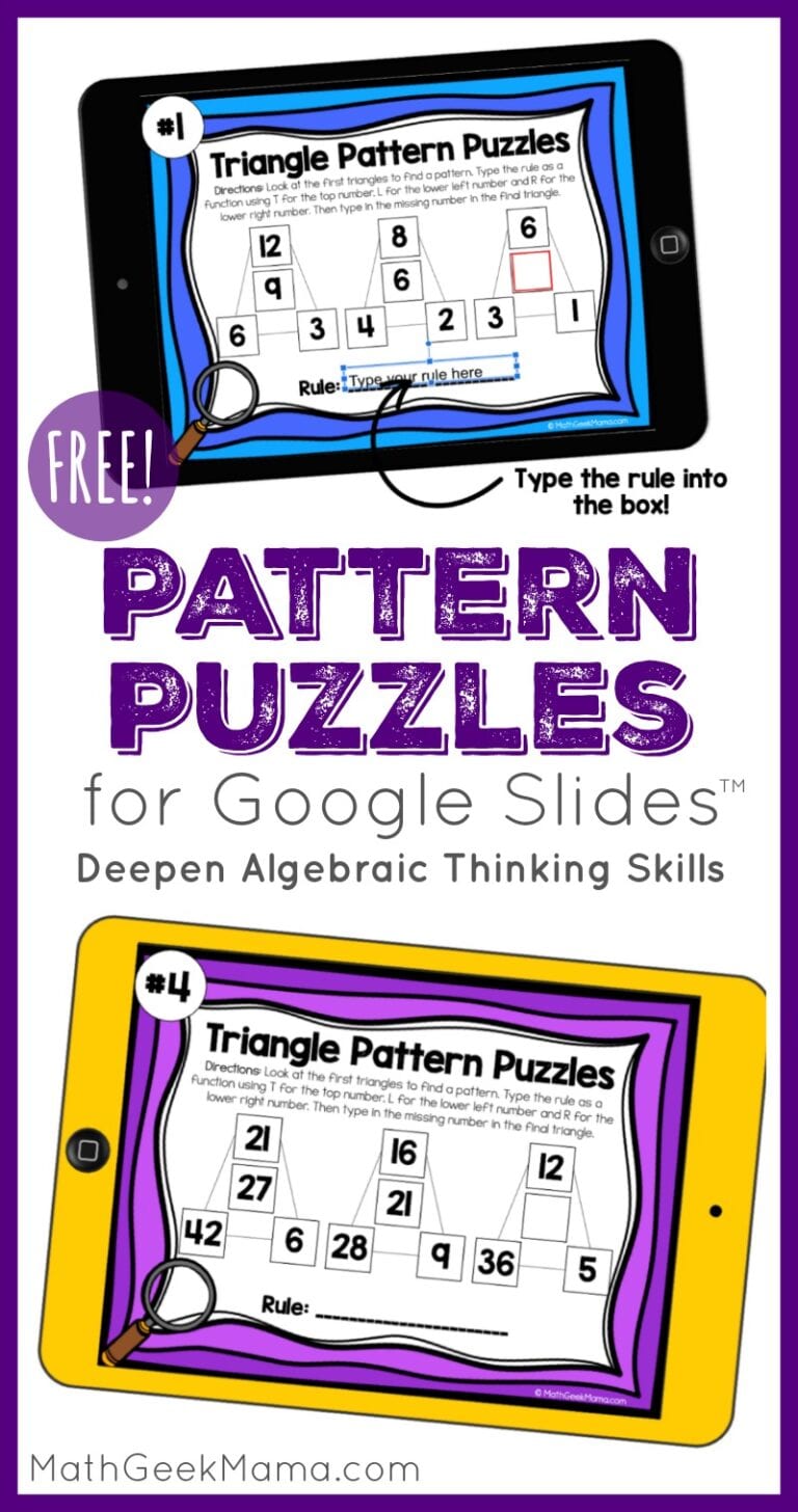 Pattern Puzzles to Build Algebraic Thinking | DIGITAL Puzzles