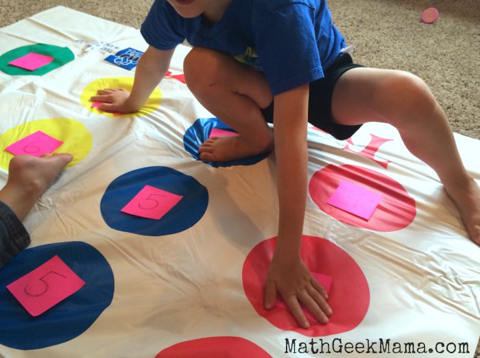 Use the classic game Twister to practice all sorts of math facts! A great way to get kids moving and learning at the same time!