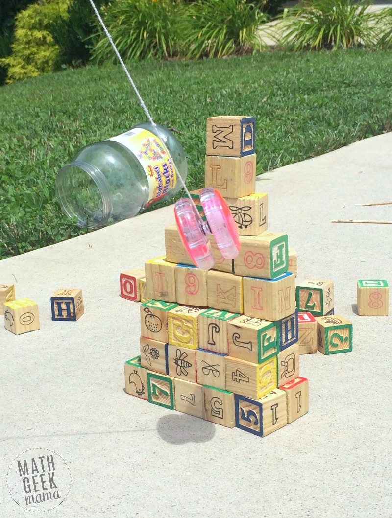 This easy subtraction game is sure to be a hit with your kids! Who doesn't love building a tower and knocking it down? Use this fun activity to model subtraction and practice writing equations. (Printable recording page included)