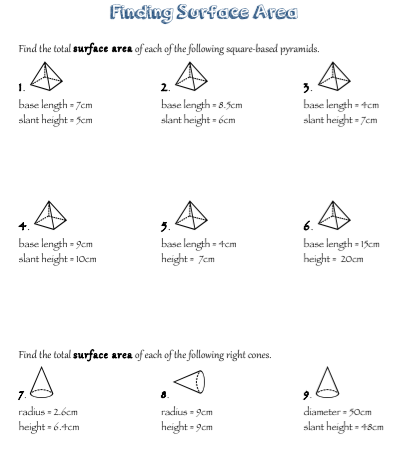 Surface Area Practice Worksheets